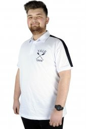 Mode XL Büyük Beden Erkek T shirt Polo Yale Crew 22308 Beyaz - 1