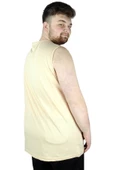 Mode XL Büyük Beden Erkek Kolsuz Tshirt Skull 22124 Bej thumbnail 3