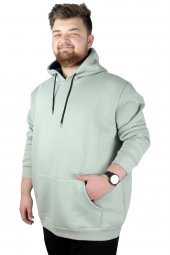 Mode XL Erkek Sweatshirt Kapşonlu Pocket Basic 20562 Yeşil - 1