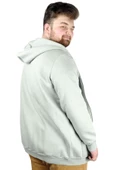 Mode XL Erkek Sweatshirt Kapşonlu Zippered Basic 20543 Yeşil - 5