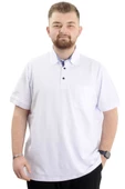 Mode XL Battal Beden Erkek Tshirt Polo Yaka Cepli Klasik Pike 20552 Beyaz thumbnail 1