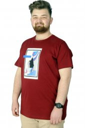 Mode XL Büyük Beden Tshirt Baskılı Flu 22152 Bordo - 1