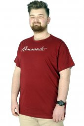 Mode XL Büyük Beden T-Shirt Baskılı Renovate 22157 Bordo - 1