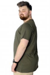 Mode XL Büyük Beden T-Shirt Baskılı Powerfull 22155 Haki thumbnail 2