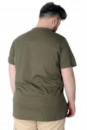 Mode XL Büyük Beden T-Shirt Baskılı Powerfull 22155 Haki thumbnail 3