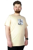 Mode XL Büyük Beden Tshirt Baskılı Wailing 22153 Bej - 1