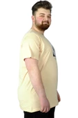 Mode XL Büyük Beden Tshirt Baskılı Wailing 22153 Bej - 2
