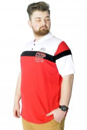 Mode XL Büyük Beden T-Shirt Polo Parçalı Cup 22324 Kırmızı - 2