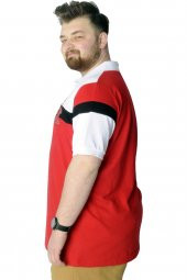 Mode XL Büyük Beden T-Shirt Polo Parçalı Cup 22324 Kırmızı - 3