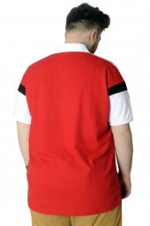 Mode XL Büyük Beden T-Shirt Polo Parçalı Cup 22324 Kırmızı - 4