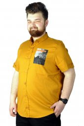 Mode XL Büyük Beden Gömlek Baskılı City 22367 Hardal - 3
