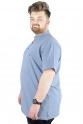 Mode XL Büyük Beden T-Shirt Hakim Yaka MD Logo 22326 Mavi - 2