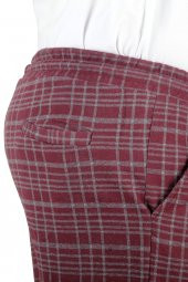 Mode XL Büyük Beden Kapri Lastikli Jakar Desen 22410 Bordo - 3