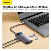 Baseus Type-C Çoklayıcı Dönüştürücü 4in1 100W Type-C HUB RJ45 USB 3.0 Type-C Ethernet Dönüştürücü Hub - 4
