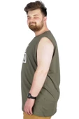 Mode XL Büyük Beden Atlet Baskılı Look Cool 22165 Haki - 2