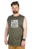 Mode XL Büyük Beden Atlet Baskılı Look Cool 22165 Haki - 1