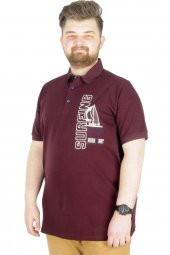 Mode XL Büyük Beden T-Shirt Polo Surfing 22328 Mürdüm - 1