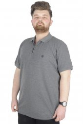 Mode XL Büyük Beden T-Shirt Polo Zippered 22340 Antramelanj - 1