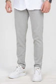 Erkek Slim Fit Dar Kalıp Beli Düğmeli Keten Pantolon ET001 - 12