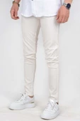 Erkek Slim Fit Dar Kalıp Beli Düğmeli Keten Pantolon ET001 - 9