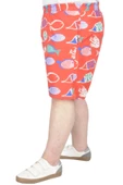 Mode XL Büyük Beden Deniz Şortu Desenli 22450 Kırmızı thumbnail 2