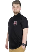 Mode XL Büyük Beden T-Shirt Polo Los Angeles 22347 Siyah thumbnail 2