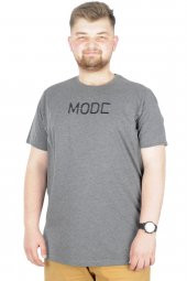 Mode XL Büyük Beden T-Shirt Bisiklet Yaka Mode 22180 Antramelanj thumbnail 1