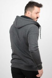 Üç Iplik Şardonlu Pamuklu Fermuarlı Kapüşonlu Sweatshirt Hırka CZN03 - 2