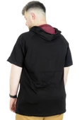 Mode XL Büyük Beden T-Shirt Kapşonlu Game On 22177 Siyah thumbnail 3