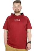 Mode XL Büyük Beden T-Shirt Kapşonlu For Fun 22175 Bordo thumbnail 1