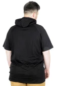 Mode XL Büyük Beden T-Shirt Kapşonlu Paris 22174  Siyah thumbnail 3