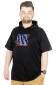 Mode XL Büyük Beden T-Shirt Kapşonlu Paris 22174  Siyah thumbnail 1