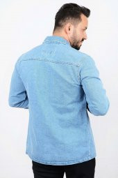 Erkek Slim Fit Cepsiz Cep Görünümlü Kot Ceket CNS01 - 6