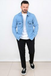 Erkek Slim Fit Cepsiz Cep Görünümlü Kot Ceket CNS01 - 11