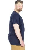 Mode XL Büyük Beden T-Shirt Bis Yaka Black Series 22189 Lacivert thumbnail 2