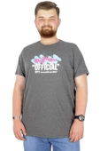 Mode XL Büyük Beden T-Shirt Bis Yaka Man Official 22192 Antramelanj - 1