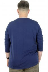 Mode XL Büyük Beden T-Shirt Bisiklet Yaka Renaissance 22202 İndigo - 2