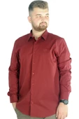 Mode XL Büyük Beden Erkek Klasik Gömlek Likralı 20351 Bordo thumbnail 1