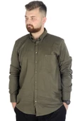 Mode XL Büyük Beden Erkek Keten Cepli  Gömlek 20386 Haki thumbnail 1