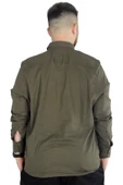 Mode XL Büyük Beden Erkek Keten Cepli  Gömlek 20386 Haki thumbnail 3