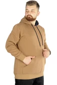 Mode XL Erkek Sweatshirt Kapşonlu Pocket Basic 20562 Sütlükahve - 2