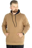 Mode XL Erkek Sweatshirt Kapşonlu Pocket Basic 20562 Sütlükahve - 1