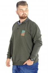 Mode XL Erkek Sweat Uzun Kol Polo Waffle 22463 Haki - 3