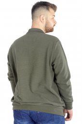 Mode XL Erkek Sweat Uzun Kol Polo Waffle 22463 Haki - 4