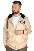 Mode XL Erkek Sweat Kapşon Fermuarlı Keep On 22533 Bej thumbnail 1