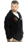 Mode XL Erkek Sweat Kapşonlu Fermuarlı Vintage 22537 Siyah thumbnail 3