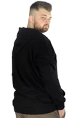 Mode XL Erkek Sweat Kapşonlu Fermuarlı Vintage 22537 Siyah thumbnail 4