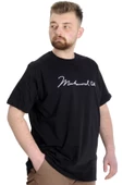 Mode XL Büyük Beden Erkek T-shirt MUHAMMED ALI 23160 Siyah thumbnail 2