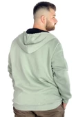 Mode XL Erkek Sweat Kapşonlu Fermuarlı Vintage 22537 Su Yeşili - 3