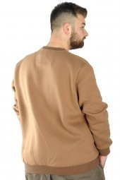 Mode XL Erkek Sweatshirt Bisiklet Yaka Vintage 22543 Sütlükahve - 3